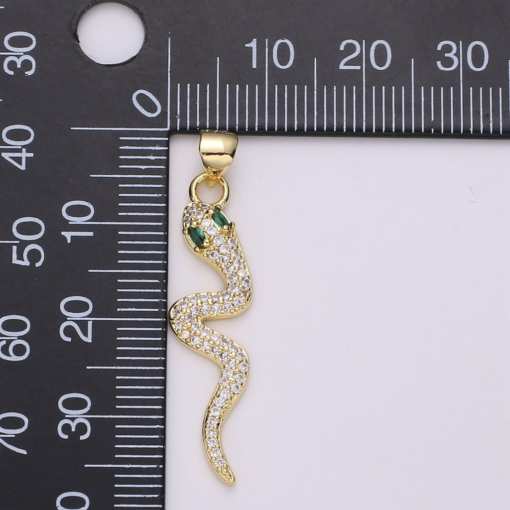 Emerald Green Gold plated Snake Pendants I-883~I-884 - DLUXCA