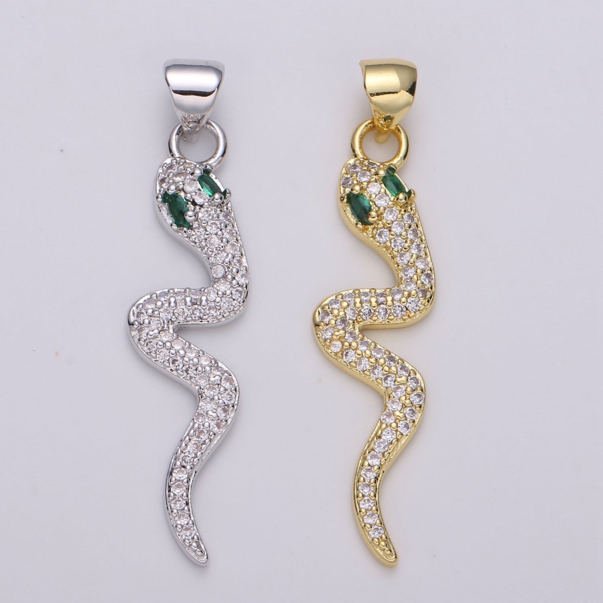 Emerald Green Gold plated Snake Pendants I-883~I-884 - DLUXCA