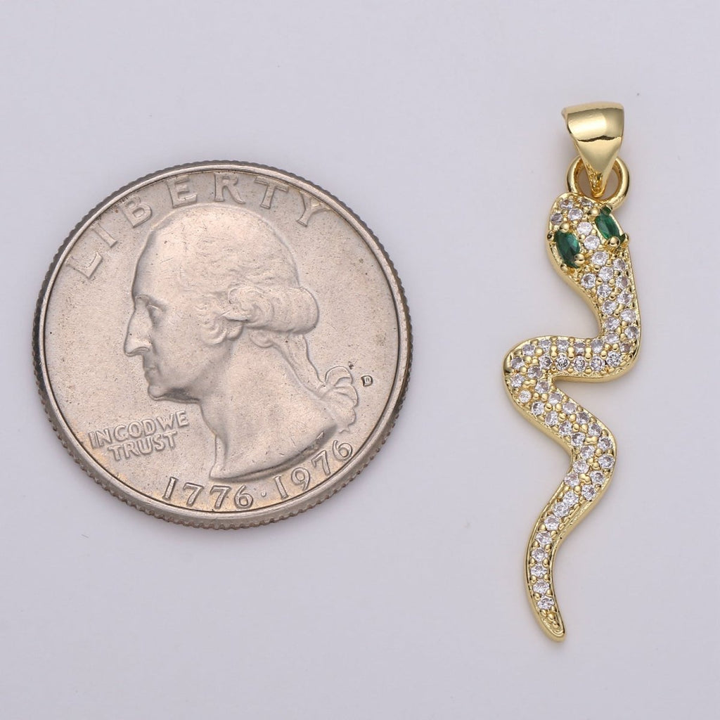 Emerald Green Gold plated Snake Pendants I-883~I-884 - DLUXCA