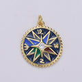 Enamel charms 24K Gold plated compass charm, Epoxy Blue pendant, talisman charm Travel Jewelry Adventure Designer Inspired Necklace D-866 - DLUXCA