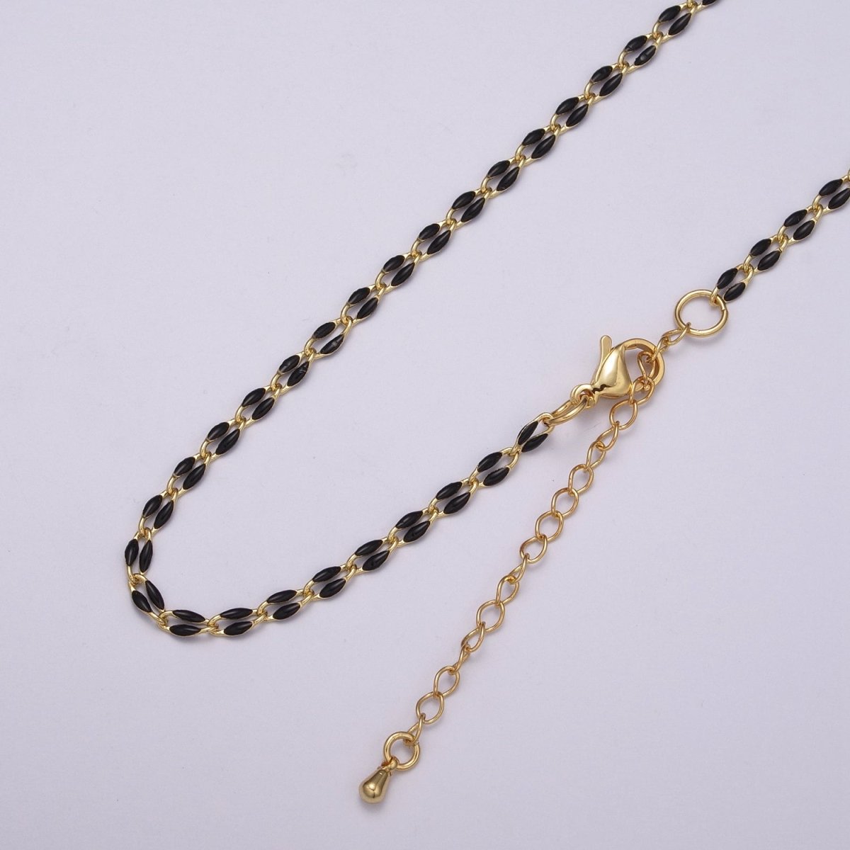 Enamel Gold plated Colored Chain 2.9mm width Colorful Chain, Chunky Statement Chain Link chain 16, 18 inch + 2 inch extender | WA-337 to WA-358 Clearance Pricing - DLUXCA