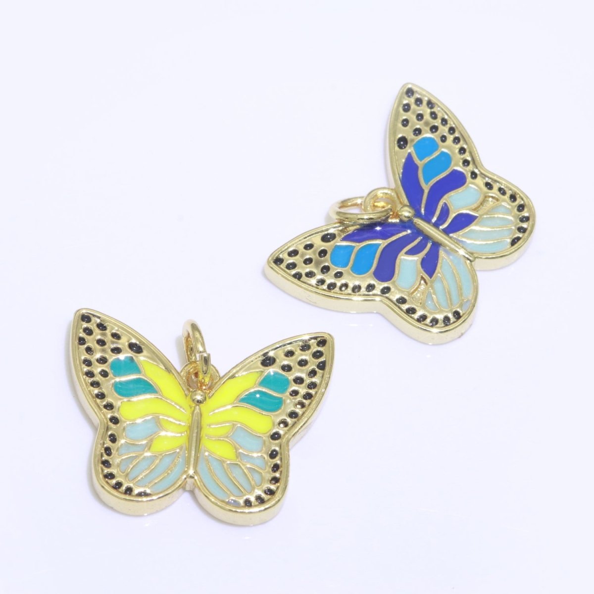 Enamel Monarch Butterfly Gold plated Butterfly Pendant Mariposa Animal Lover Necklace Pendant Charm Designer Colorful Jewelry Making M-374 M-375