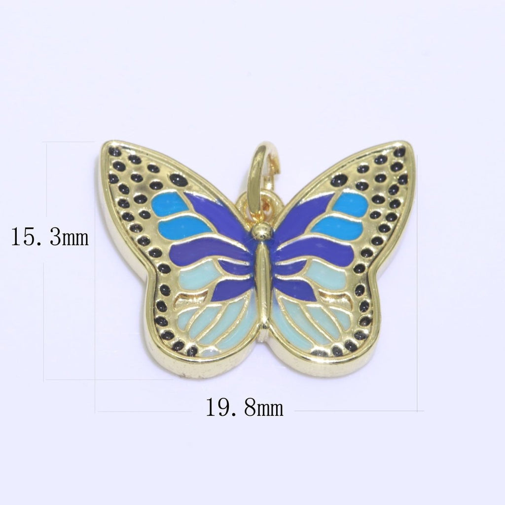 Enamel Monarch Butterfly Gold plated Butterfly Pendant Mariposa Animal Lover Necklace Pendant Charm Designer Colorful Jewelry Making M-374 M-375