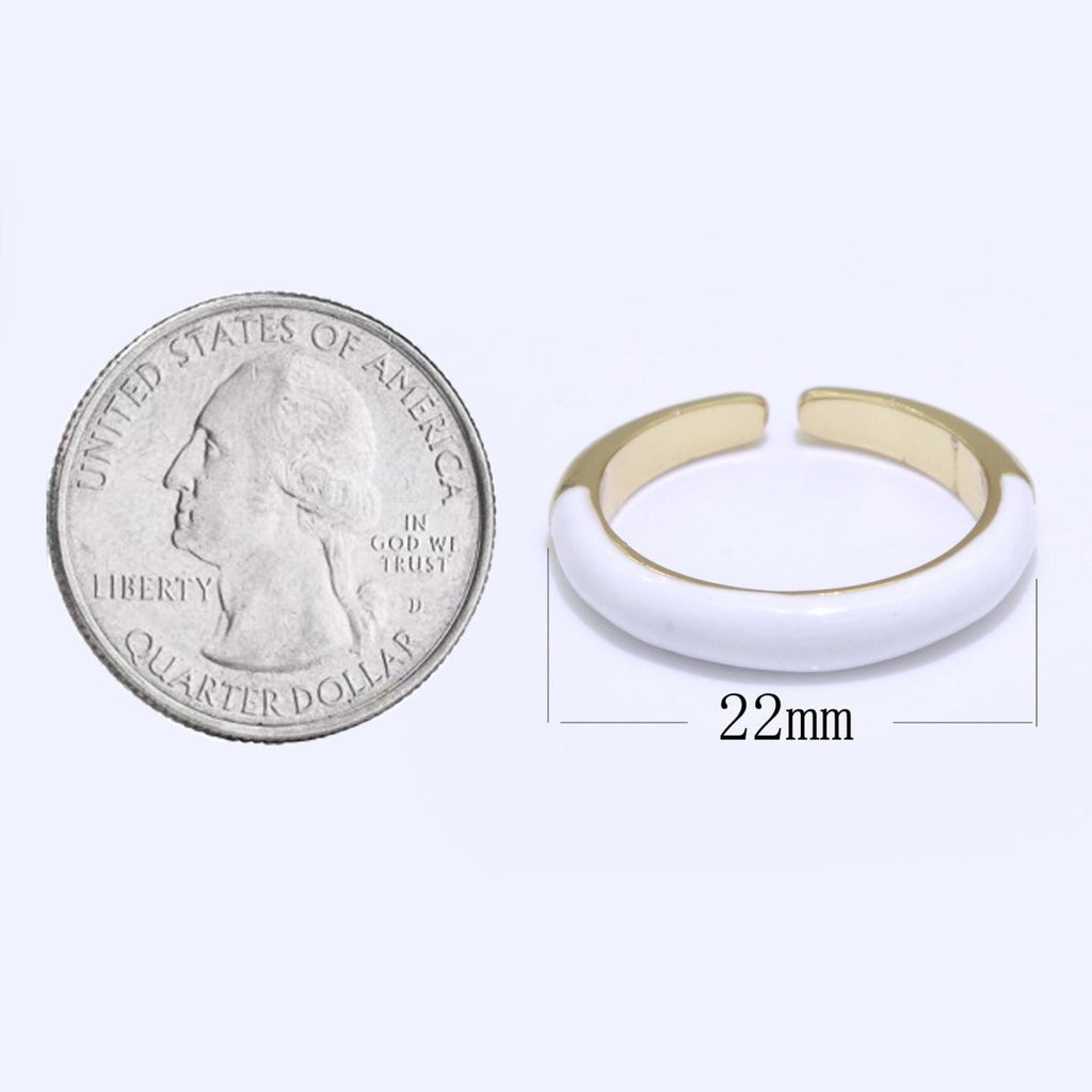 Enamel stacking ring Minimalist Jewelry Gold plated Open Adjustable Ring for Women S-031 ~ S-039