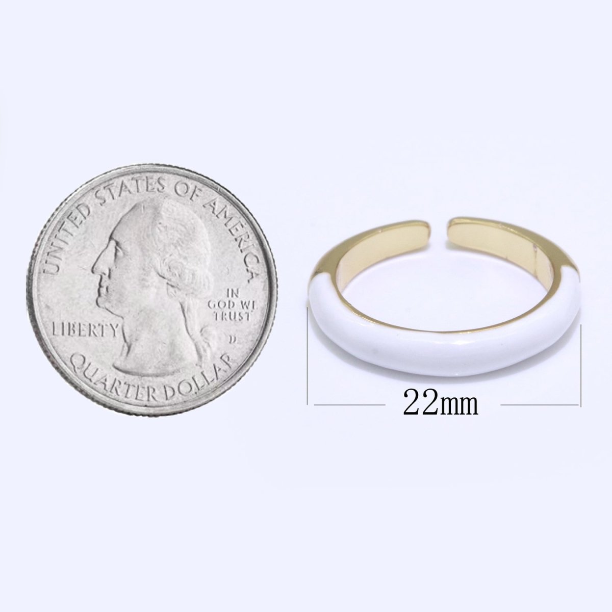 Enamel stacking ring Minimalist Jewelry Gold plated Open Adjustable Ring for Women S-031 ~ S-039