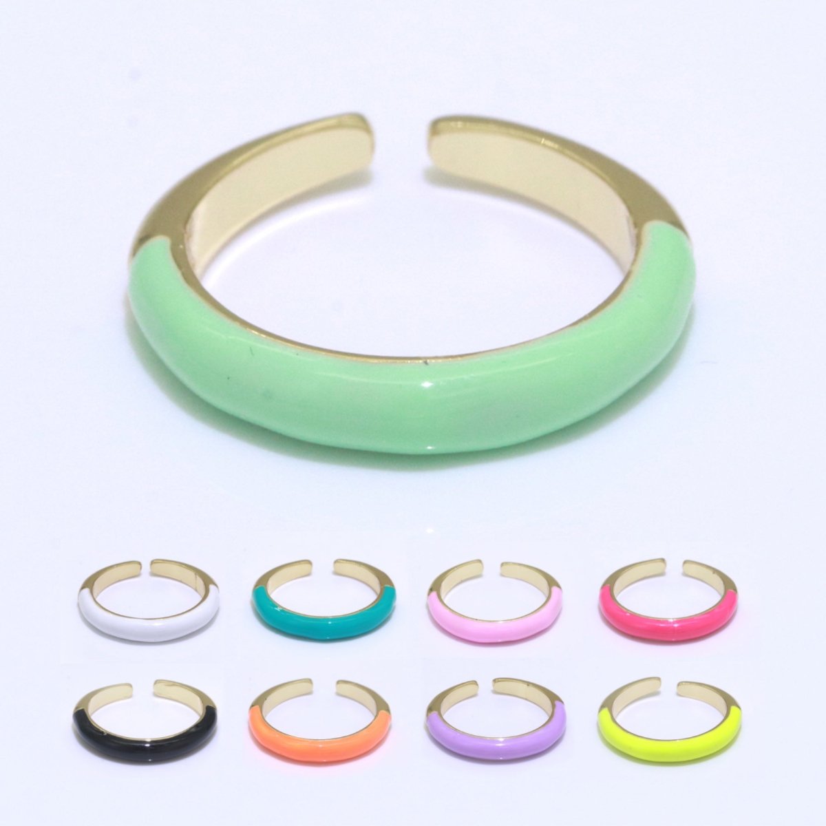 Enamel stacking ring Minimalist Jewelry Gold plated Open Adjustable Ring for Women S-031 ~ S-039