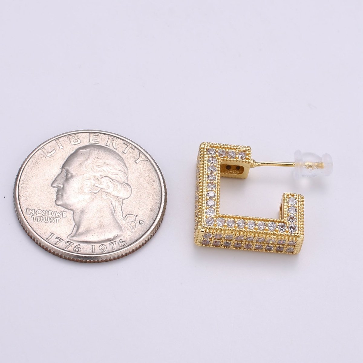 Ethnic Design 24K Gold Plated Pave CZ Stud Earring, Gold plated Micro Pave Earring for DIY Earring Craft Supply Jewelry Making Q-410 - DLUXCA