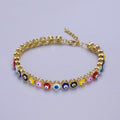 Evil eye bracelet Multi-color Evil Eye Bracelet 24K Gold plated Amulet Turkish Eye Bracelet Adjustable | WA-888 Clearance Pricing - DLUXCA