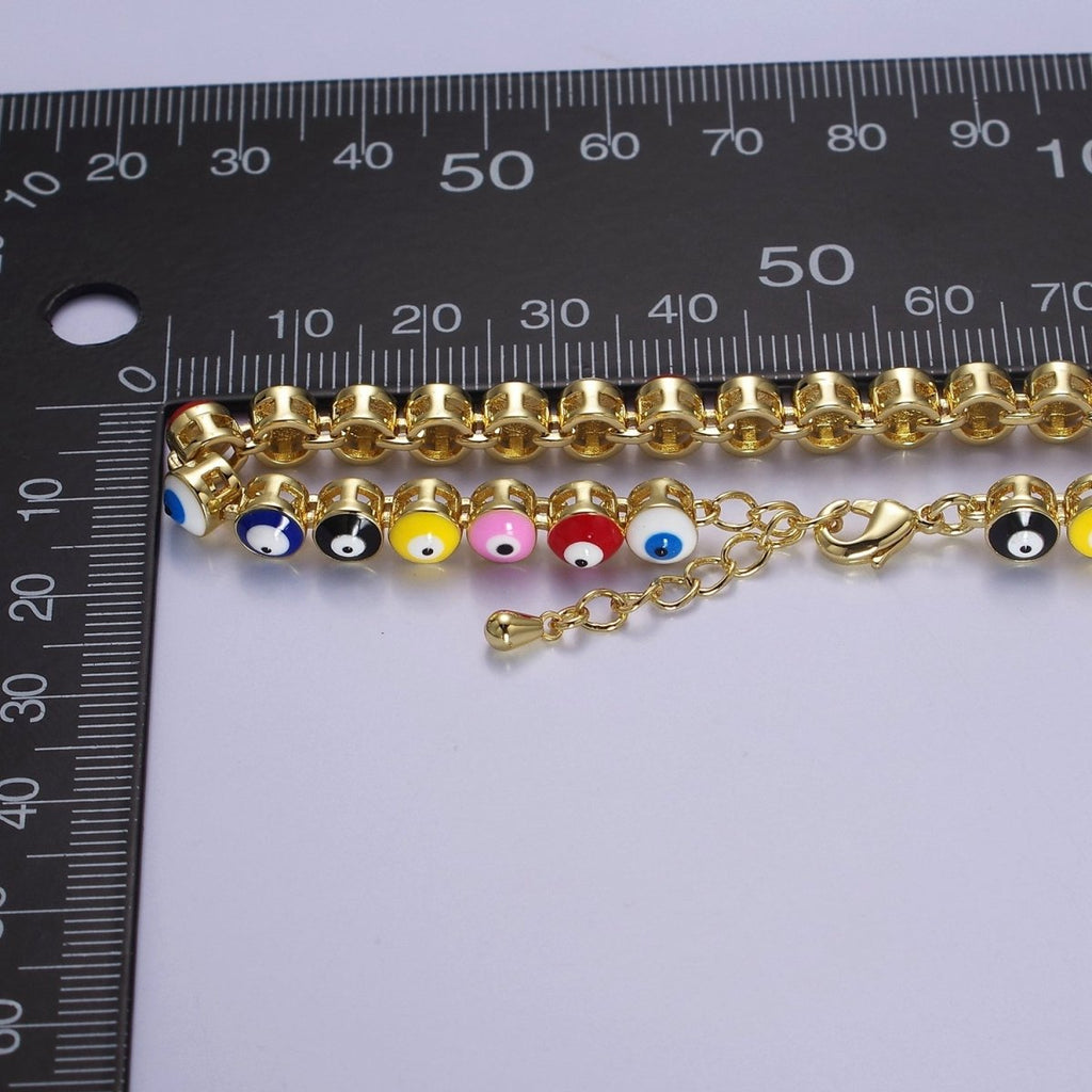 Evil eye bracelet Multi-color Evil Eye Bracelet 24K Gold plated Amulet Turkish Eye Bracelet Adjustable | WA-888 Clearance Pricing - DLUXCA