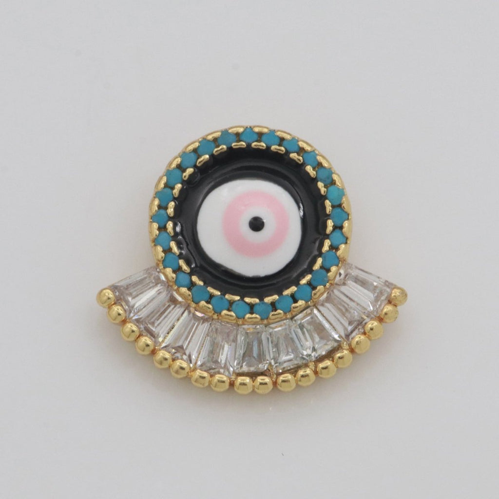 Evil Eye Charm CZ Gold Beads Evil eye Beads Spacer Micro Pave Beads Charm for Bracelet Necklace Supply Enamel Evil Eye Spacer N-1349 N-1350 N-1351
