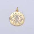 Evil Eye charm, Eye of Ra pendants, Gold Evil Eye charm, cubic Disc Coin charms 16k Gold Plated Lead Nickel Free E-524 - DLUXCA