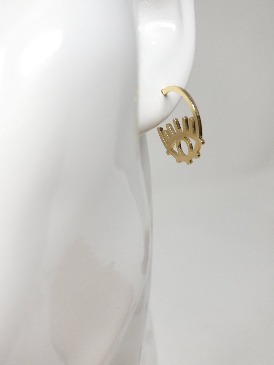 Evil Eye Earring Nickel free, Lead Free 14K gold plated 20mm Hoops earring | K-262 - DLUXCA