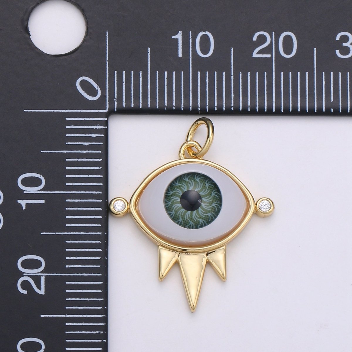 Evil Eye Green Eye Gold plated Charm - D-723 - DLUXCA