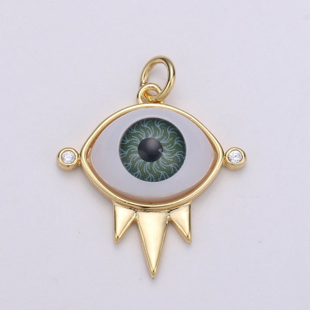 Evil Eye Green Eye Gold plated Charm - D-723 - DLUXCA
