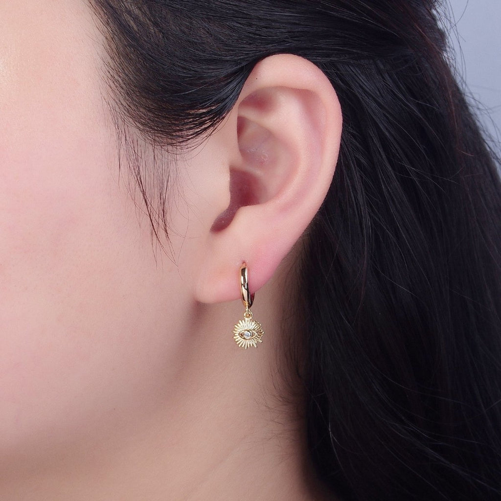 Evil Eye Huggie Earring, Guidance & Protection Gold Eye Earring Spiritual Jewelry, Boho Jewelry, Minimalist Earrings V-443 - DLUXCA