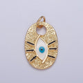 Evil Eye of Ra Enamel Hammered Oval Charm | X-124 - DLUXCA