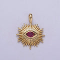 Evil Eye Pink CZ Charm - Evil Eye Cubic Zirconia Green Stone Amulet Greek Eye Boho Wholesale Charms H-421 H-422 - DLUXCA