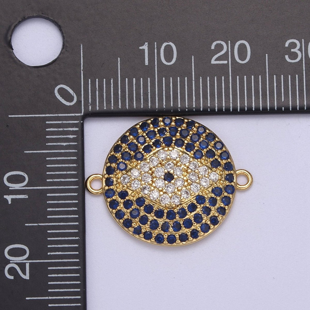 Eye Connector, Micro-pavé CZ Eye Charm, 14K Gold plated Link connector, DIY Jewelry Accessories F-147 - DLUXCA
