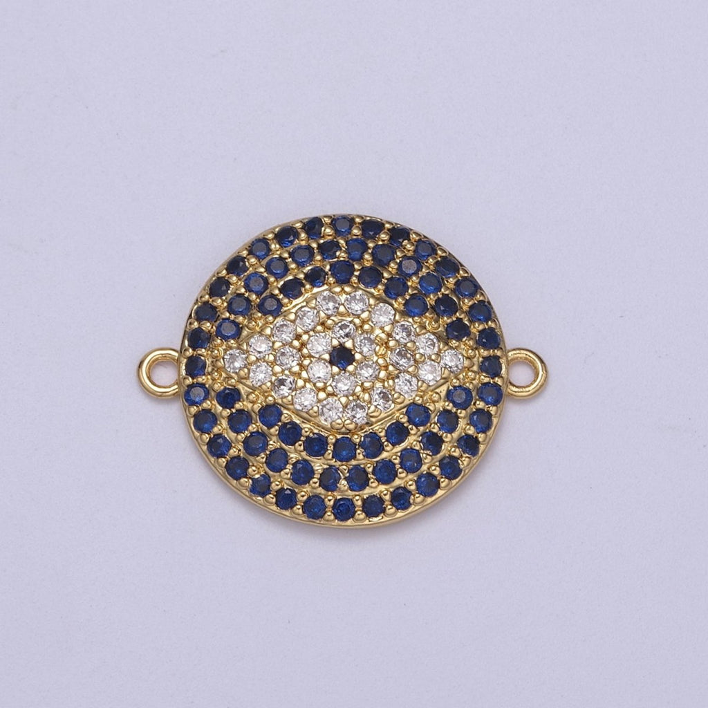 Eye Connector, Micro-pavé CZ Eye Charm, 14K Gold plated Link connector, DIY Jewelry Accessories F-147 - DLUXCA