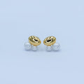 Faux Pearl Bean Stud Earrings in Gold Silver Jewelry AB309 - DLUXCA