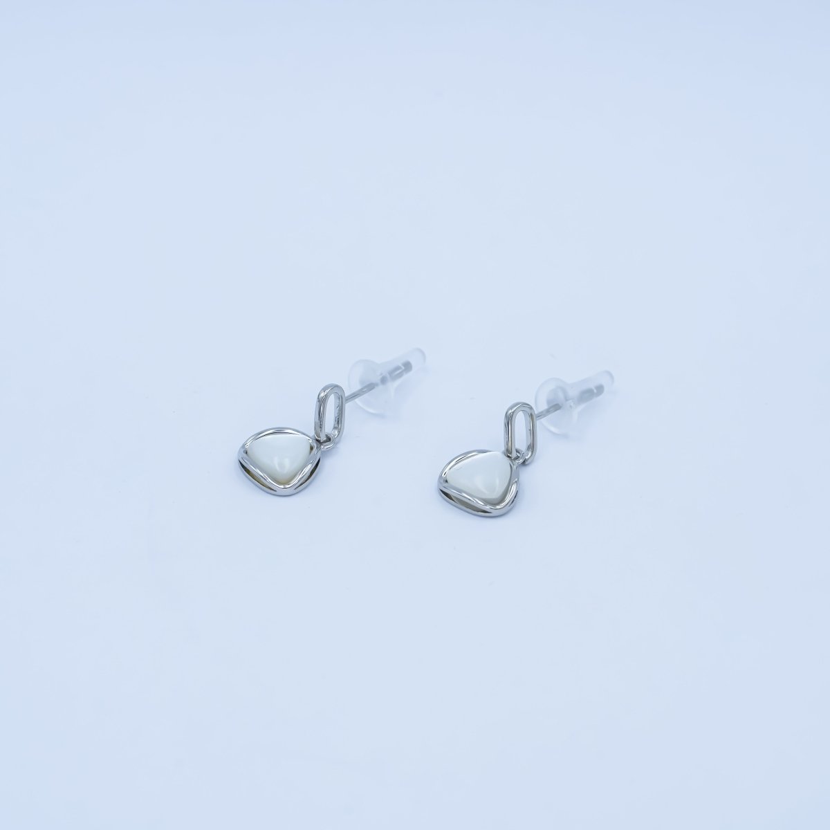Faux Pearl Dangle Rhombus Stud Earrings in Gold Silver Jewelry AB - 646 