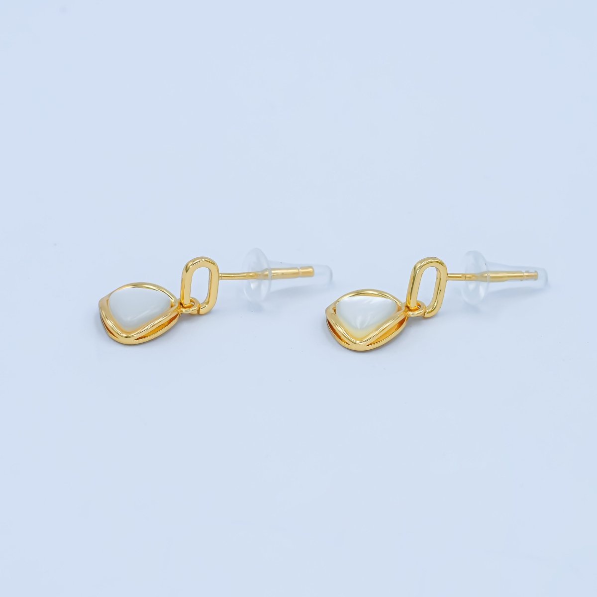 Faux Pearl Dangle Rhombus Stud Earrings in Gold Silver Jewelry AB - 646 