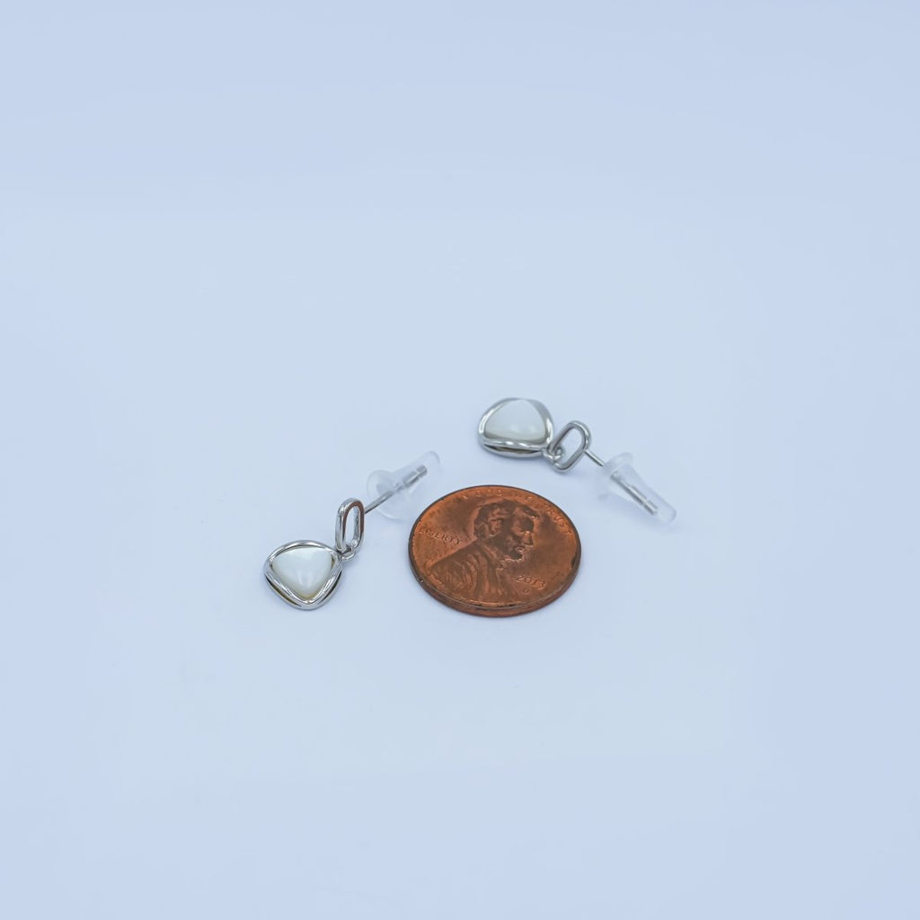 Faux Pearl Dangle Rhombus Stud Earrings in Gold Silver Jewelry AB - 646 