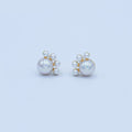 Faux Pearl Round Stud Earrings in Gold Silver Jewelry AB445 