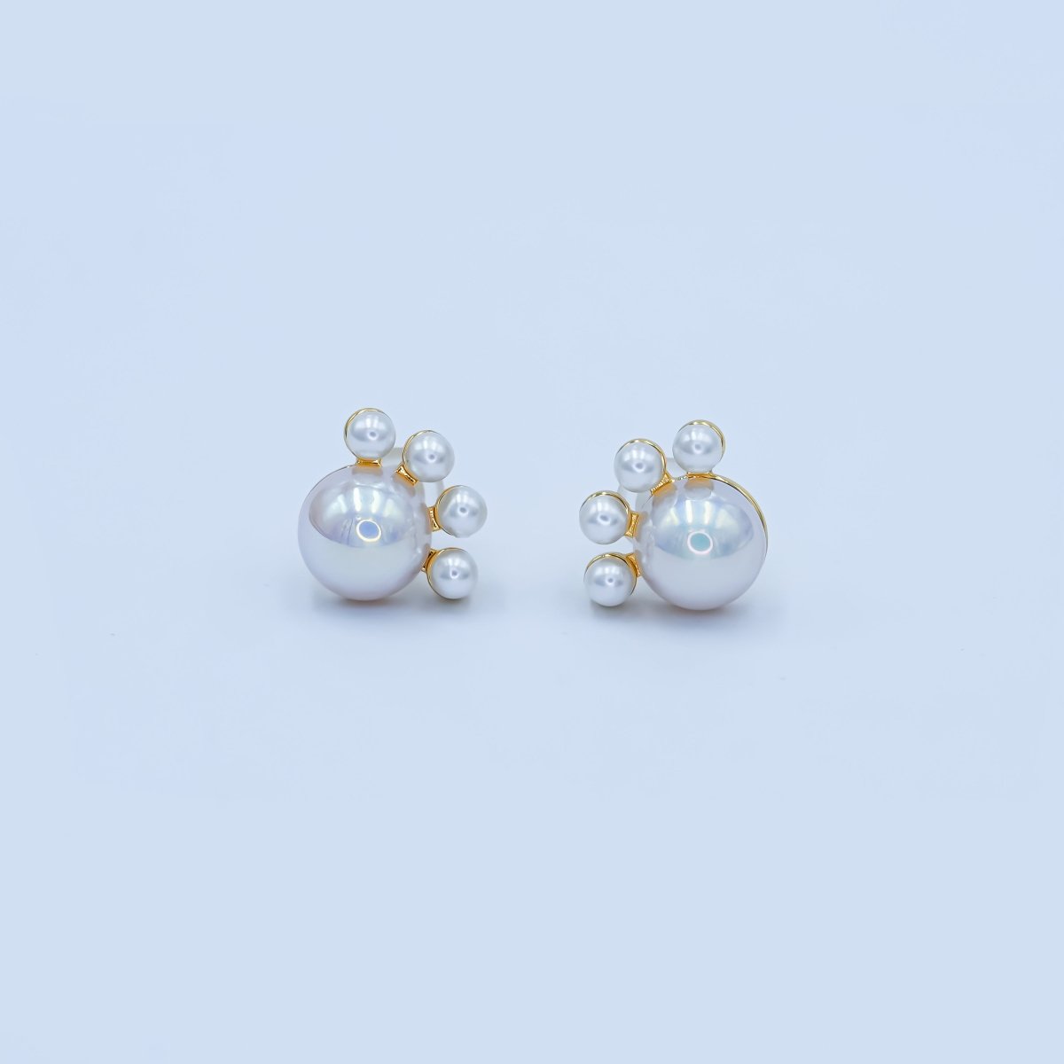Faux Pearl Round Stud Earrings in Gold Silver Jewelry AB445 
