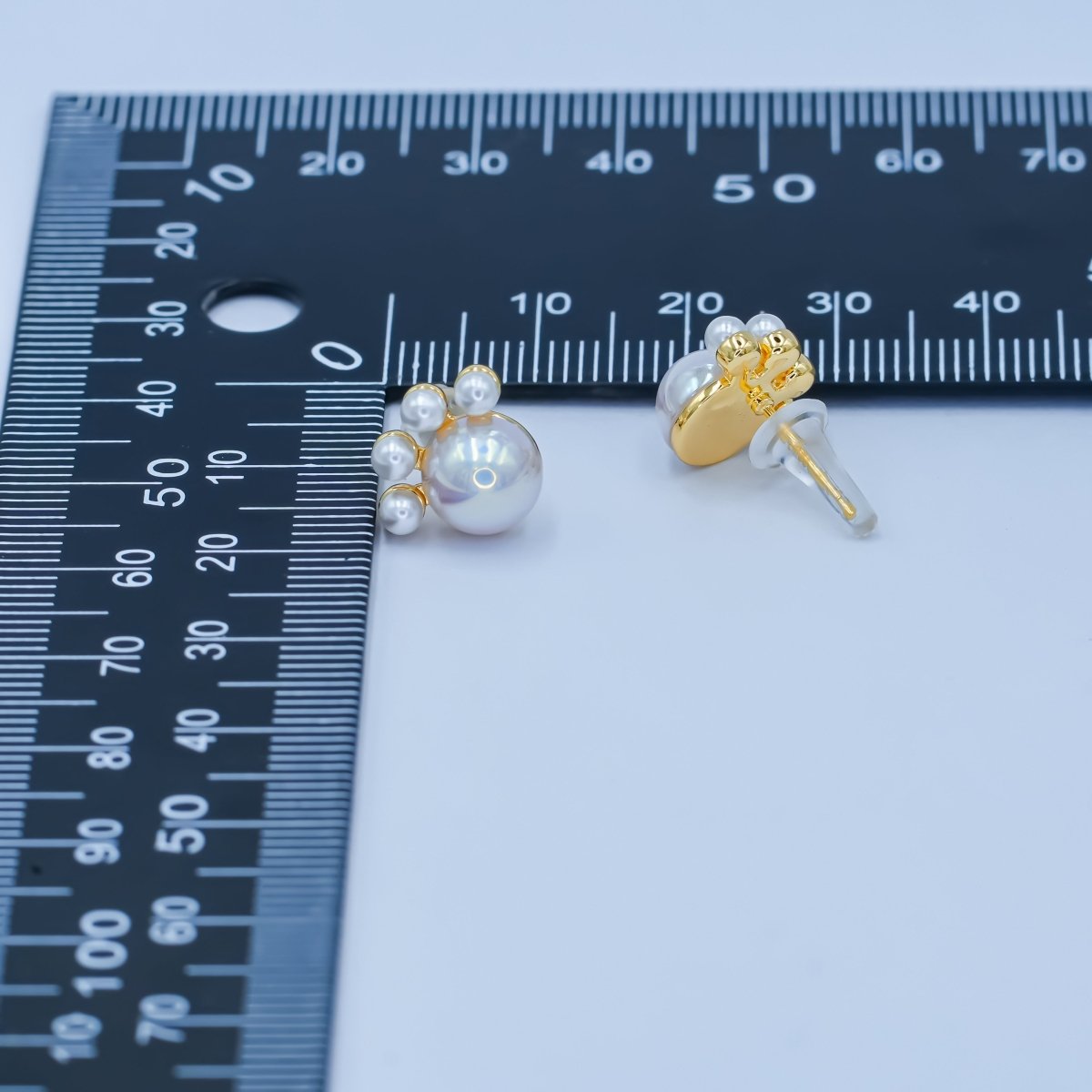 Faux Pearl Round Stud Earrings in Gold Silver Jewelry AB445 