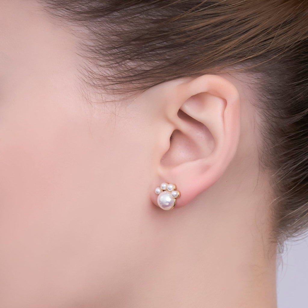 Faux Pearl Round Stud Earrings in Gold Silver Jewelry AB445 