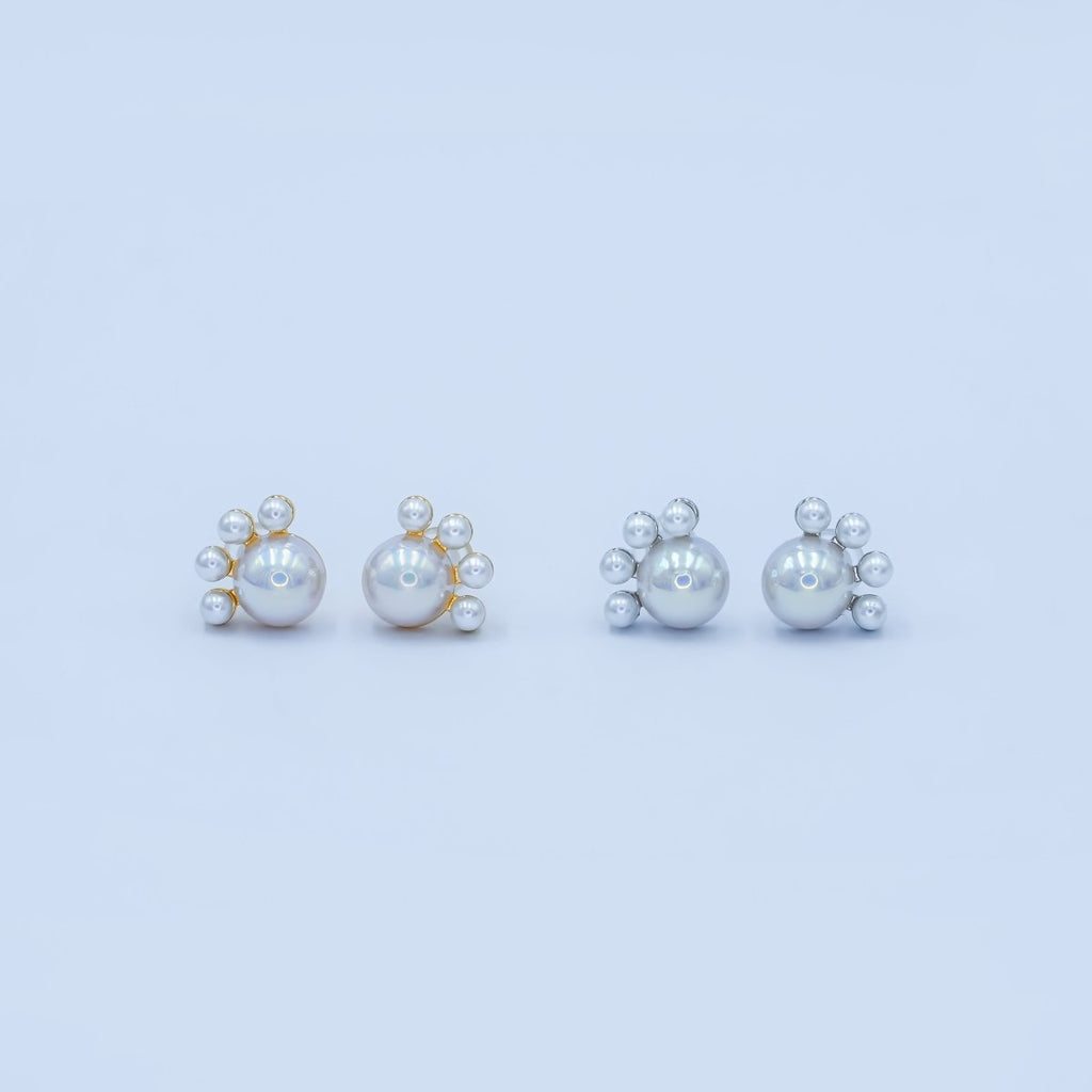 Faux Pearl Round Stud Earrings in Gold Silver Jewelry AB445 