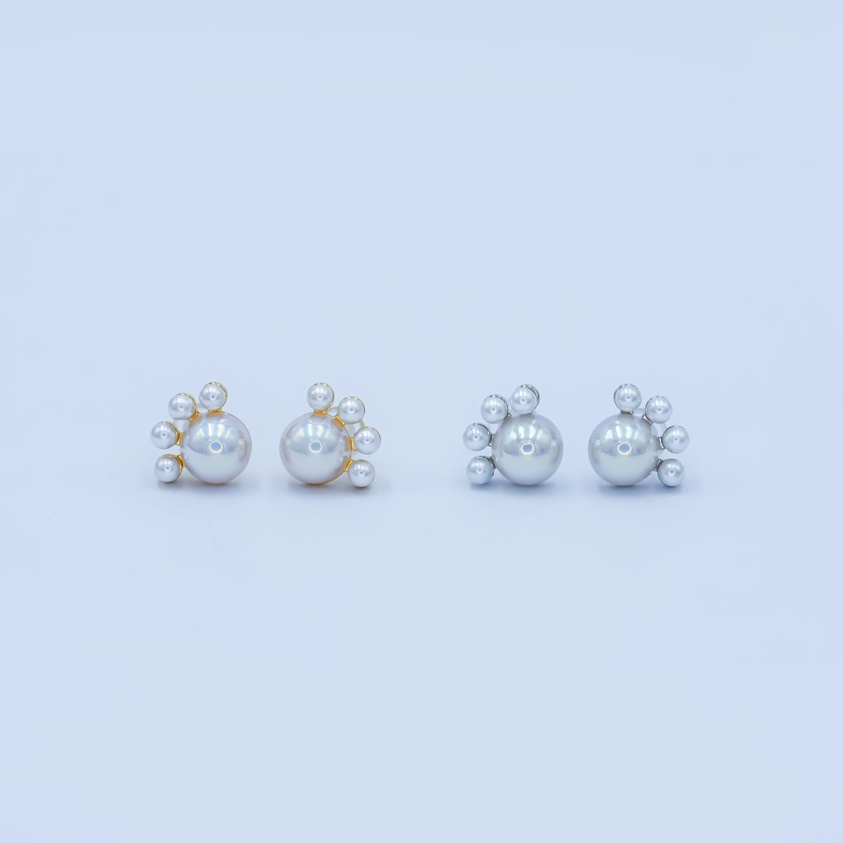 Faux Pearl Round Stud Earrings in Gold Silver Jewelry AB445 