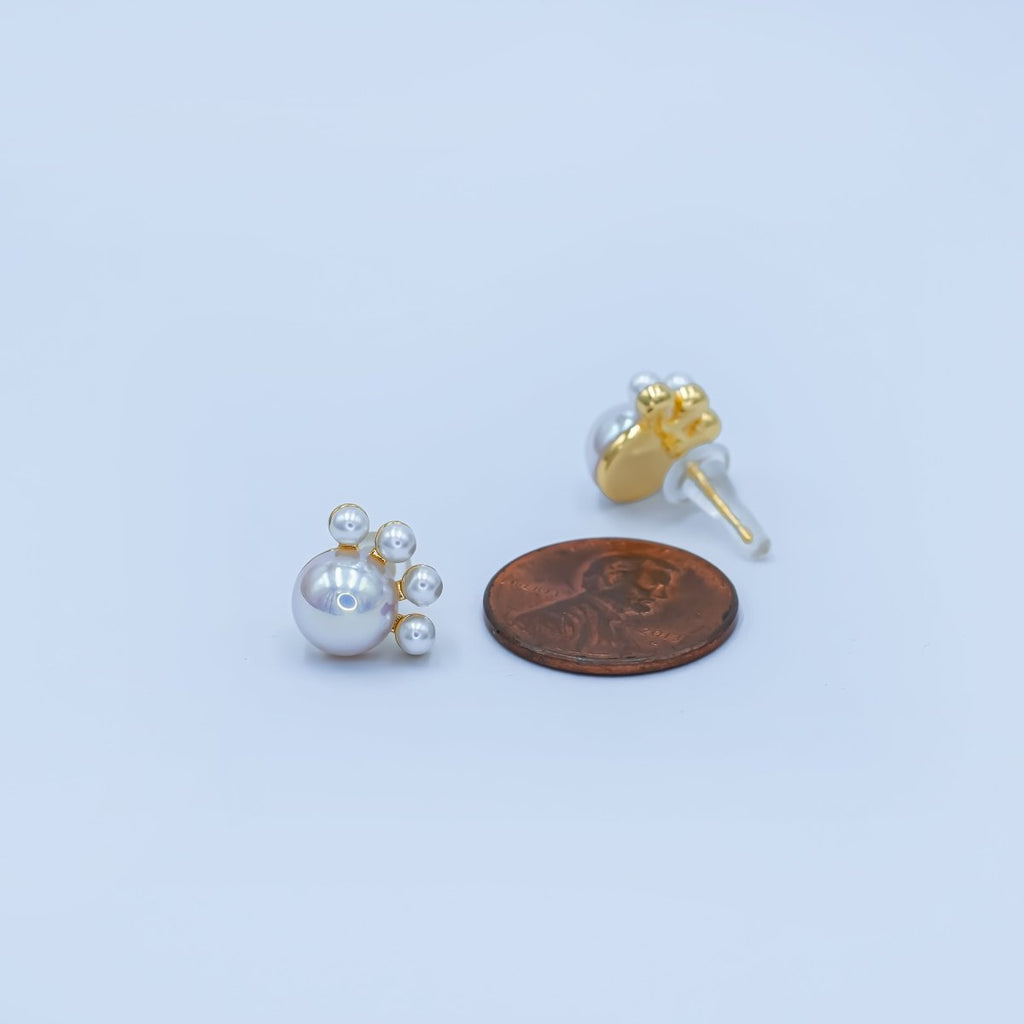 Faux Pearl Round Stud Earrings in Gold Silver Jewelry AB445 