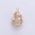 Faux Pearls in Hand Wired Ornament E-501 - DLUXCA
