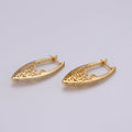Filigree Classy Design 24K Gold Stud Earring, Gold plated CZ Pave Earring for DIY Earring Craft Supply Jewelry Making Q-321 - DLUXCA
