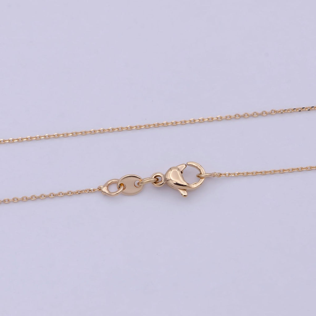 Fine 18K Gold plated Cable Chain Necklace Link chain necklace 17.5 inch Ready to Wear | WA-758 Clearance Pricing - DLUXCA