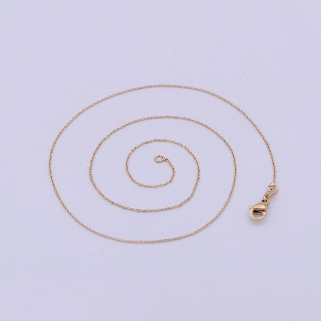 Fine 18K Gold plated Cable Chain Necklace Link chain necklace 17.5 inch Ready to Wear | WA-758 Clearance Pricing - DLUXCA