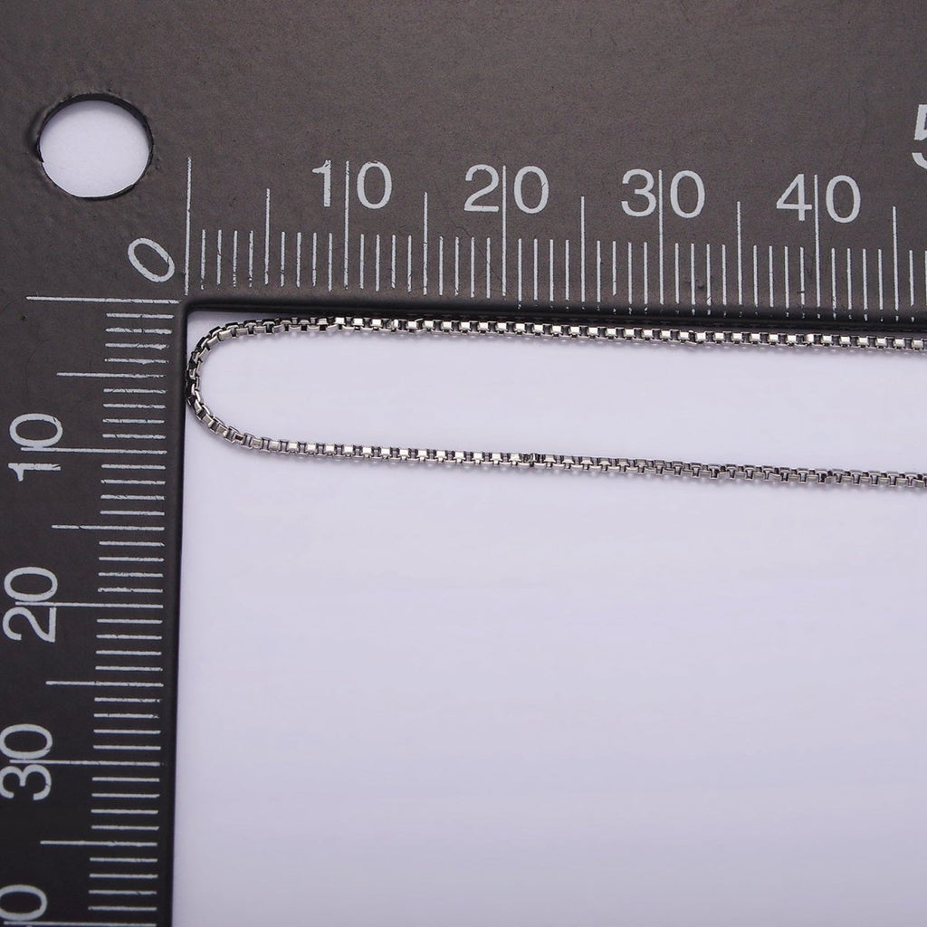 Fine Stainless Steel Box Chain Necklace 18 inch in Silver | WA-2402 - DLUXCA