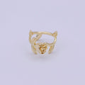 Flower branch Leaf Adjustable Gold Open Rose Ring, Vintage Ring, Minimalist Stackable Jewelry S-366 - DLUXCA