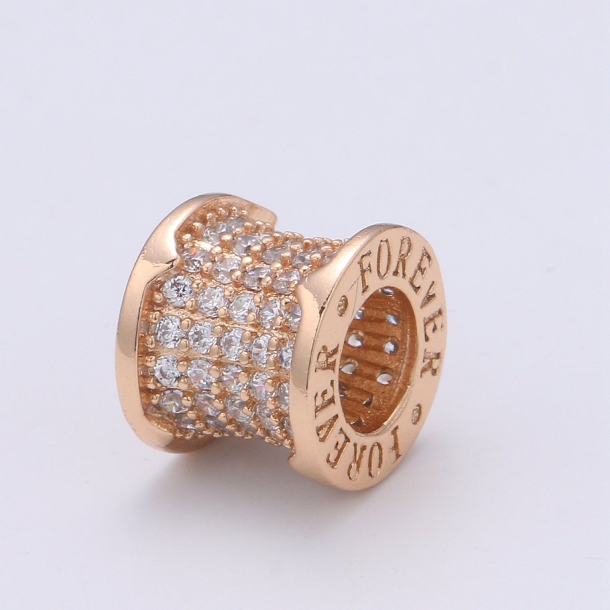 Forever Rose Gold plated Tube beads, clear Micro Pave Bead / CZ Bead / Cubic Zirconia tube beads For Bracelet Necklace Charm Bracelet Supply B-399 - DLUXCA
