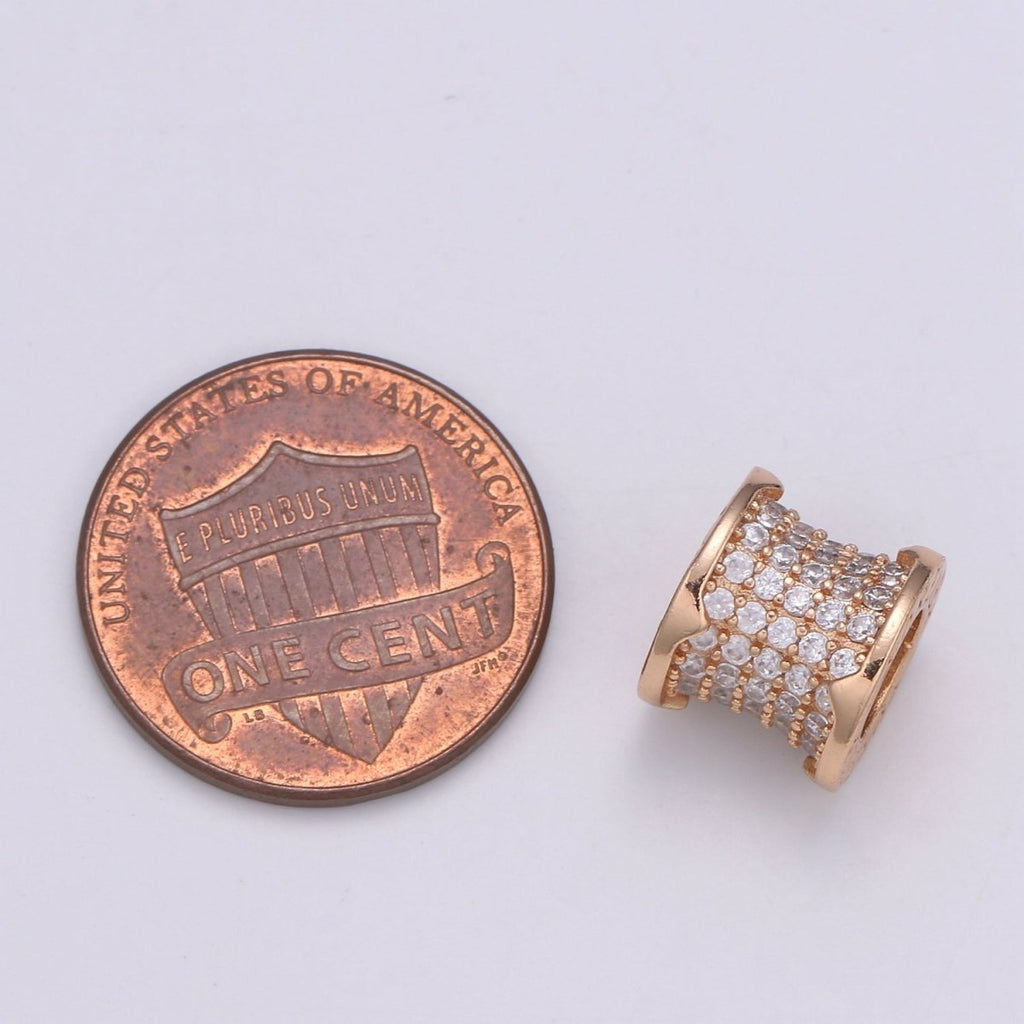 Forever Rose Gold plated Tube beads, clear Micro Pave Bead / CZ Bead / Cubic Zirconia tube beads For Bracelet Necklace Charm Bracelet Supply B-399 - DLUXCA