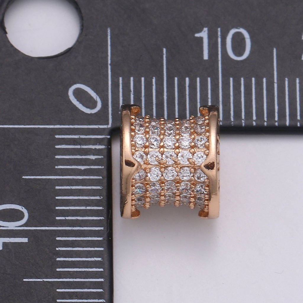 Forever Rose Gold plated Tube beads, clear Micro Pave Bead / CZ Bead / Cubic Zirconia tube beads For Bracelet Necklace Charm Bracelet Supply B-399 - DLUXCA