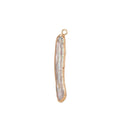 Freeform Rice Pearls Charm w/ 18K Gold Plated Edge Pearls Pendant Natural freshwater pearls Small pearls Charm for jewelry Making 37x6mm P-1591 - DLUXCA