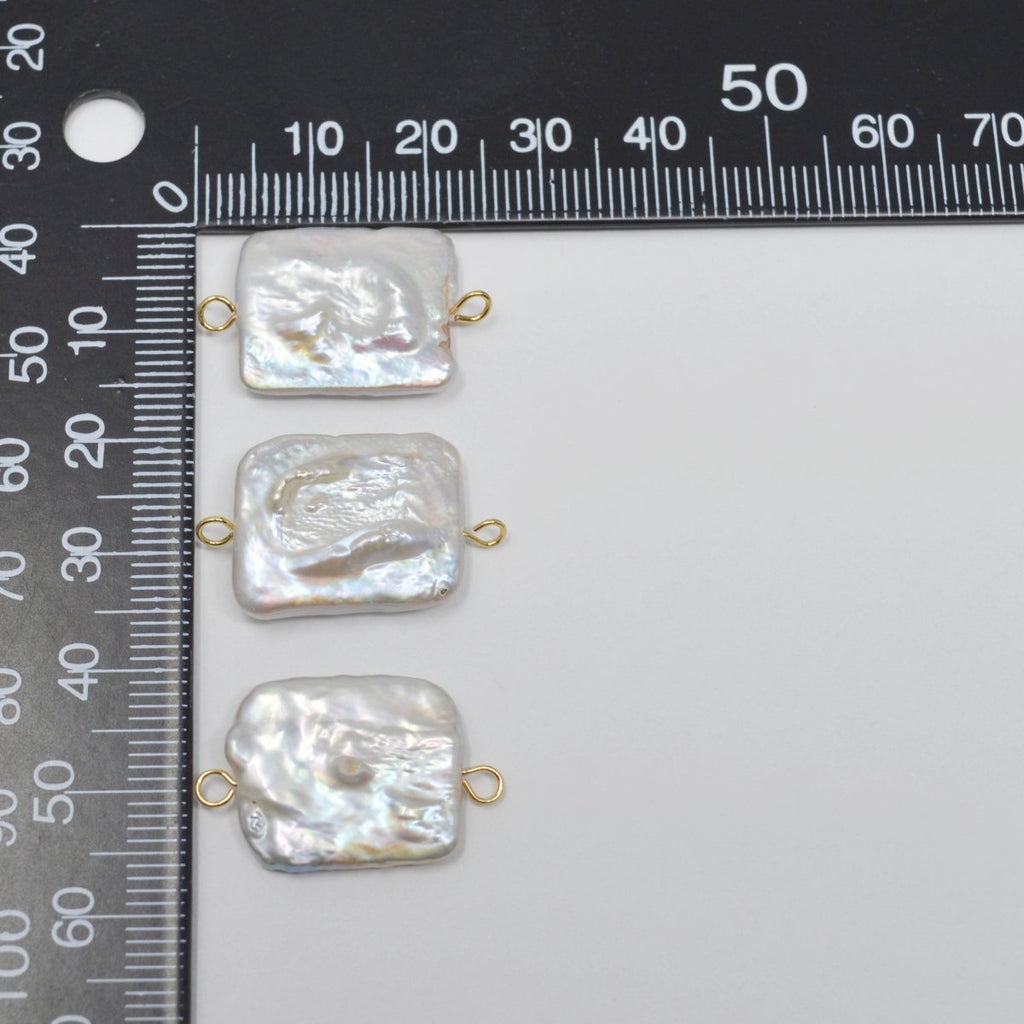Freeform Square Shape Genuine Freshwater Pearls Connector, 15x25mm, Irregular Rectangle Fresh Water Keishi Pearl Beads Charm Wholesale P-1802 - DLUXCA