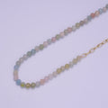 Fused 3mm Morganite Beads necklace w/ 14k Gold plated Necklace, Mixed Cable Link Chain Necklace Ready To Wear Two Tone Necklace - DLUXCA