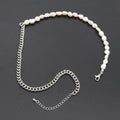 Fusion Baroque Fresh Water Pearl Silver Rolo Chain Link Necklace Unisex Jewelry | WA-286 Clearance Pricing - DLUXCA