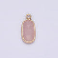 Gemstone Faceted Oval Gold Edge Pendant Charm Rose Quartz Onyx Amazon Charm N-1705 - N-1712