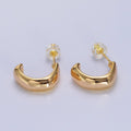 Geometric Abstract Gold Curved Stud Hoops Earrings | AB021 - DLUXCA