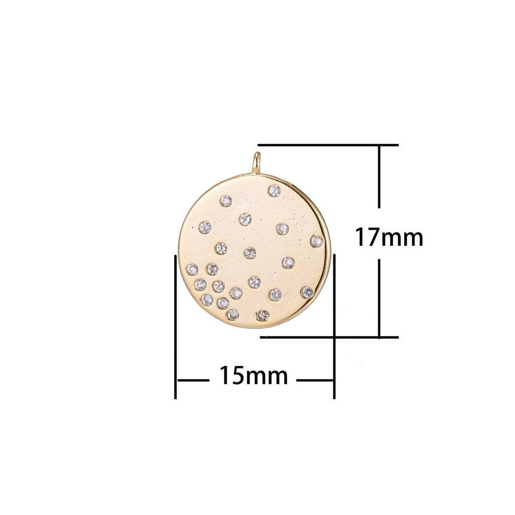 Geometric Circle Round Charm, Micro Pave CZ Charm, Dainty Pendant Floating Crystal Modern Chic Necklace Charm for Jewelry Making E-409 - DLUXCA
